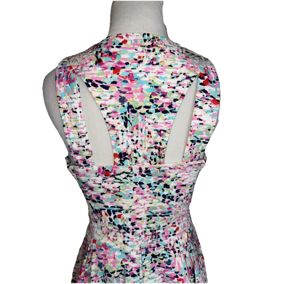 Guess White Abstract Watercolor V Neck Dress Size 6 - Picture 3 of 8